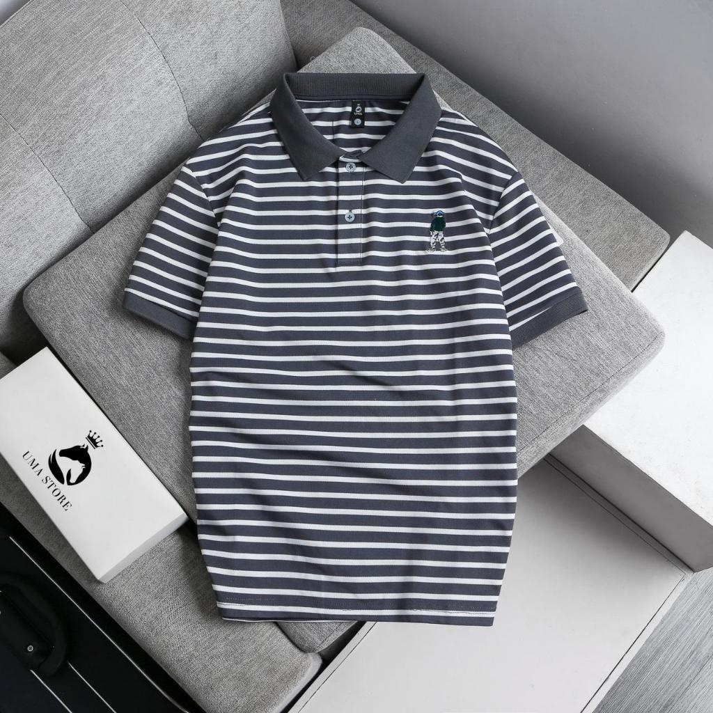  Áo Polo Nam UMA Họa Tiết Kẻ Ngang Chất Liệu Vải Cotton Pique Mát Lịm Kiểu Dáng Trẻ Trung SPA60 