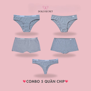  Combo 5 quần lót nữ cotton DOLLY SECRET quần boxer quần lọt khe quần chip đùi H06 