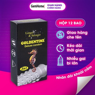 Bao cao su GAI Goldentime cá ngựa lớn có gân gai nút thắt kéo dài quan hệ