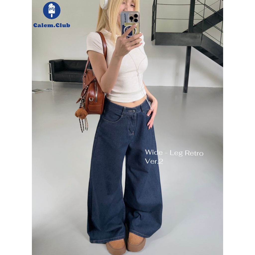 Quần Jeans Ống Rộng Ver 2 WIDE LEG  Calem.Club tôn dáng cạp cao form unisex nam nữ | BigBuy360 - bigbuy360.vn