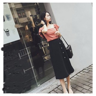 *.Chân váy thắt nơ phối nút Anie kèm ảnh thật