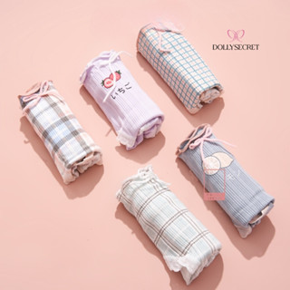  COMBO 5 quần lót cotton nữ họa tiết kẻ caro đáng yêu kháng khuẩn DOLLY SECRET QL043 