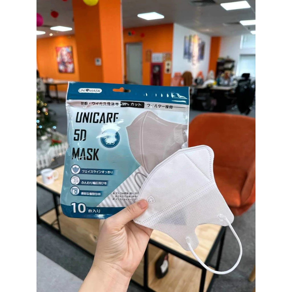 Khẩu Trang 5D UNICARE - Thùng 300 Chiếc Khẩu Trang Khán Khuẩn, 3 Lớp Chống Bụi Mịn