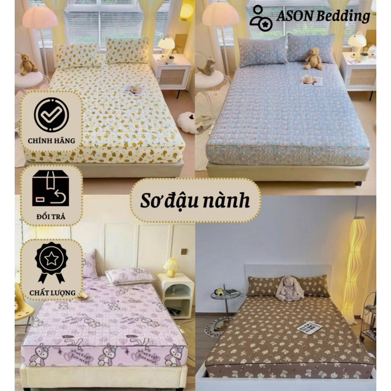 Bộ ga gối 3 Món Cotton đũi dệt bông xơ đậu nành ga gối trần bông đũi cotton, kèm 2 vỏ gối, size1m2,1