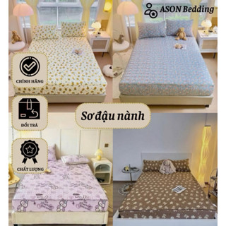 Bộ ga gối 3 Món Cotton đũi dệt bông xơ đậu nành ga gối trần bông đũi cotton, kèm 2 vỏ gối, size1m2,1m4 1m6,1m8,2m2(15cm)