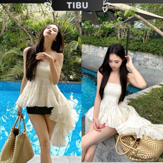Áo Quây Cúp Ngực Bèo Xéo Xoè Tầng TIBU Áo Ống Nữ Tiểu Thư Hở Lưng Tà Xéo Sang Chảnh Đi Biển Đi Chơi A298