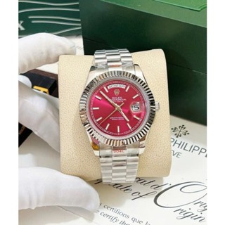 Đồng Hồ Rolex daydate Mặt Đỏ Lửa Máy Cơ Nhật Size 38/41mm Bảo Hành 2 Năm