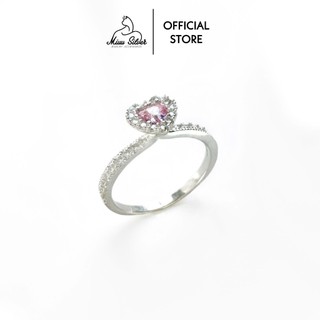  Nhẫn bạc nữ Miuu Silver nhẫn nữ trái tim đính đá hồng Pinky Ring 