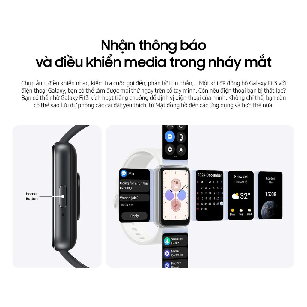 Vòng Tay Thông Minh Samsung Galaxy Fit 3 SM-R390 Màn Hình AMOLED Pin Lâu, Bảo Hành Chính Hãng | BigBuy360 - bigbuy360.vn