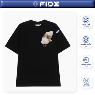 Áo thun FIDE JoyBear unisex form rộng đính gấu local brand cổ tròn oversize - AT154 (Tặng gấu)