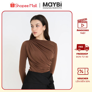  Áo Thun Ôm Rayon Nhún Kiểu Tay Dài Maybi Áo Ôm Body Dài Thời Trang Nữ Hiện Đại Trẻ Trung - Maybi 
