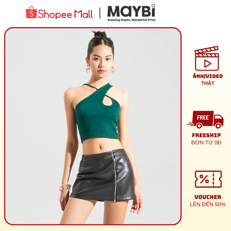 Áo Croptop Ôm Thun Cổ Yếm, Sexy, Trẻ Trung, Co Giãn - Maybi Chính Hãng