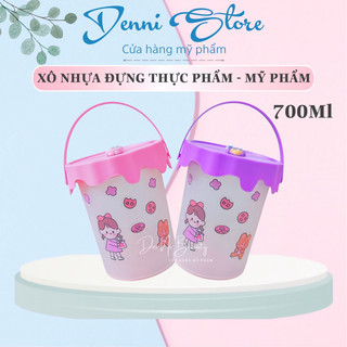  Xô Nhựa Quai Xách Đựng Trà Sữa Thực Phẩm Chiết Mỹ Phẩm Dễ Thương 700ml - mỹ phẩm Denni 