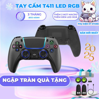 💛 Giá Sốc 💛Tay cầm chơi game T411 form PS5, có Bluetooth pin 1000 mah, phím Macro xịn, chơi game fifa online 4