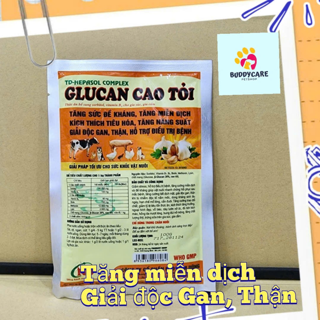 GLUCAN CAO TỎI Gói 100gr - Thức Ăn Bổ Sung Sorbitol ,Vitamin B Cho Gia súc,Gia cầm