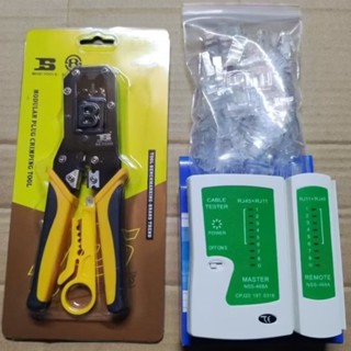 Combo kìm bấm mạng Bosi + hộp test + 50 hạt - bấm rj45 8P8C rj12 6P6C - kìm bấm mạng loại tốt