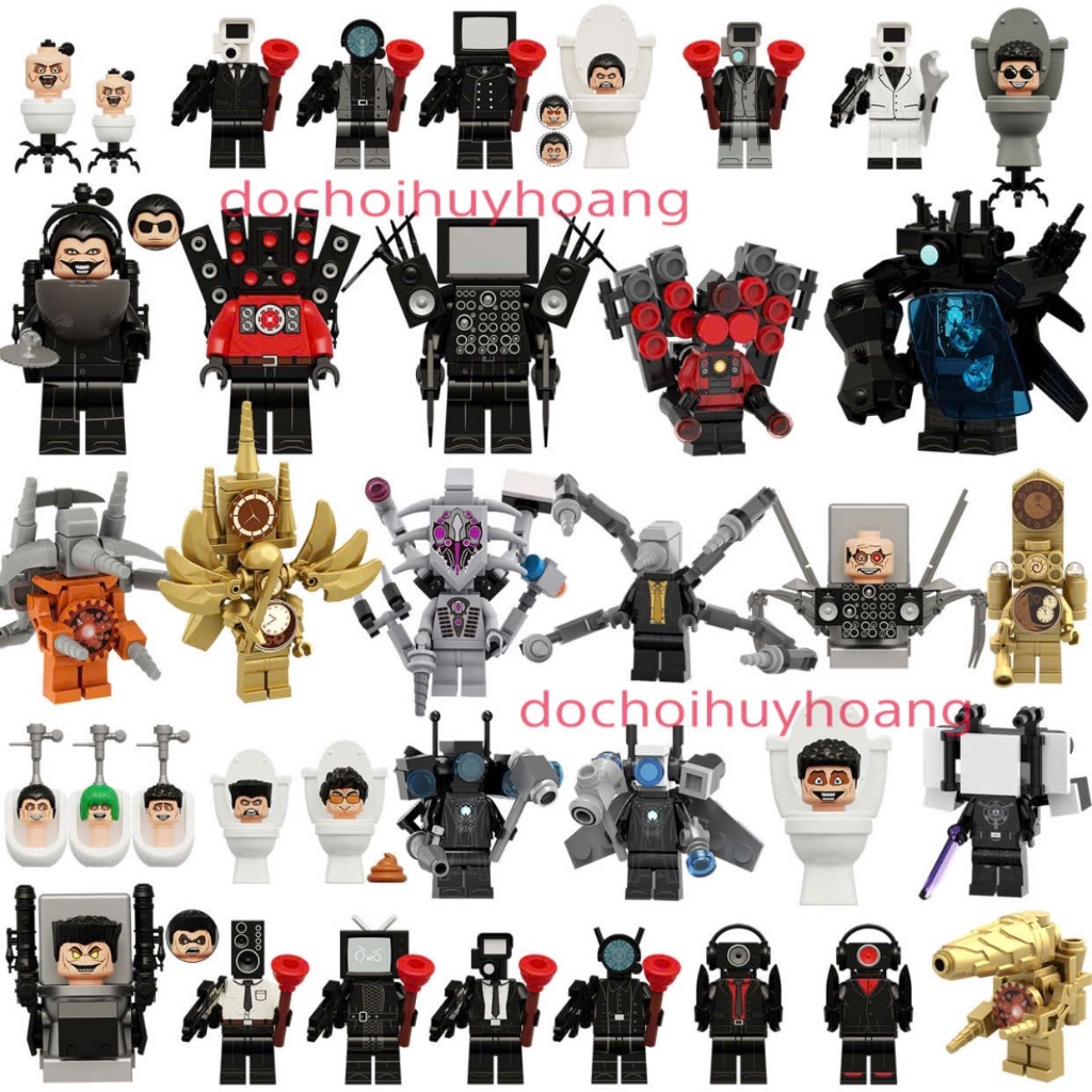 Đồ Chơi Skibidi Toilet Mô hình Lắp ráp Nhân vật Nhà Vệ Sinh Người Máy Titan Cameraman TV Clock Drill Man minifigures