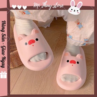  Dép lê dép quai ngang  hình heo hồng độn đế 