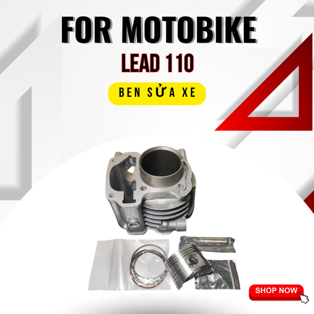 Bộ nòng (hơi) xylanh Lead 110 kèm xéc măng piston bạc