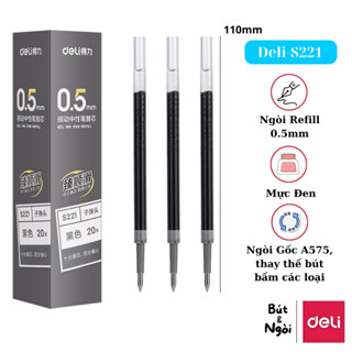 Ruột bút Gel nước Deli S221 6906H ngòi Refill 0,5mm dùng thay thế cho Bút A575/S60/S101 các màu