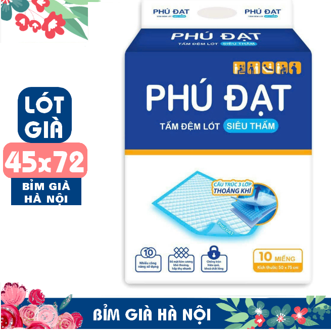 Tấm lót người già Phú Đạt ML 45x72cm (gói 10 miếng) siêu thấm 3 lớp #lót già #tấm lót già #lót phú đạt #merzy #caryn