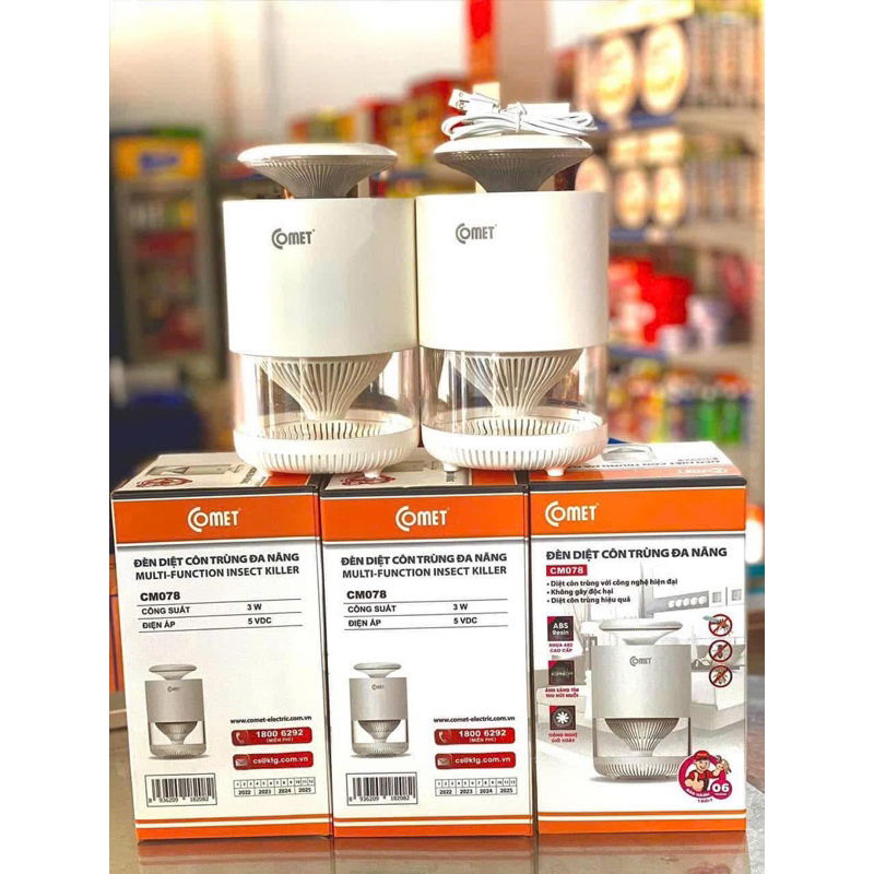 Đèn Diệt Muỗi - Côn Trùng COMET CM078 / CS 3W 2 trong 1 ( Đèn ngủ và đèn bắt muỗi), sử dụng tia ánh 