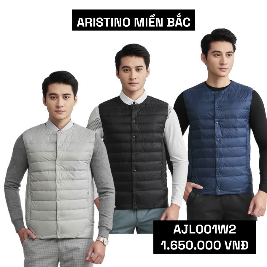 Áo khoác gile nam ba lớp lông vũ Aristino Regular AJL001W2 thiết kế chần bông ngang màu sắc trung tí