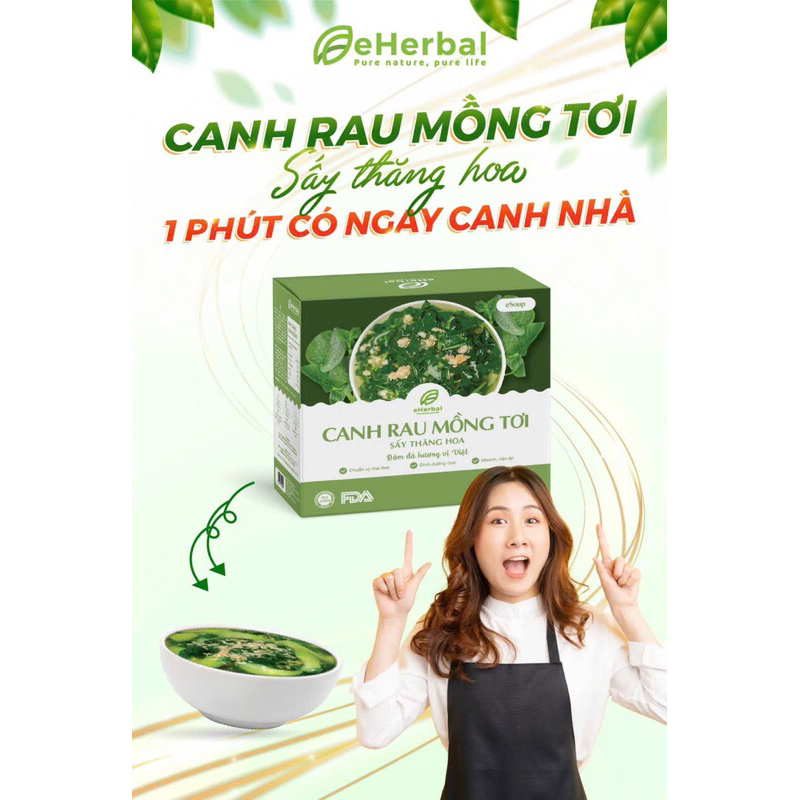 Canh Rau Mồng Tơi Sấy Thăng Hoa Eherbal (Hộp 6 viên)