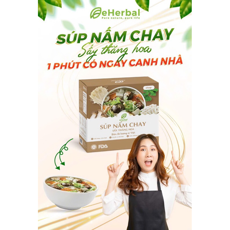 Súp Nấm Chay Sấy Thăng Hoa Eherbal (Hộp 6 viên)