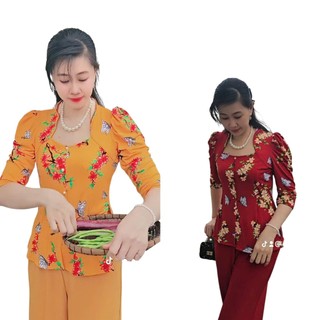 BỘ BÀ BA ÁO KÈM QUẦN BÀ BA CỔ NỮ HOÀNG CHẤT VẢI THUN ATY LOẠI 1 ĐỦ SIZE TỪ 45-75KG