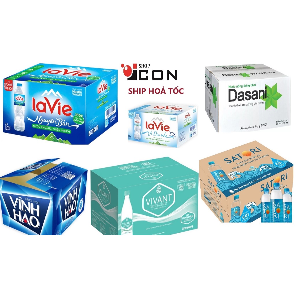 [hỏa tốc freeship]Nước khoáng lavie Satori Dasani Vĩnh Hảo Vivant 24 Chai x 500ml