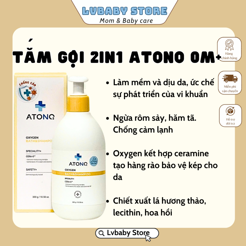 TẮM GỘI 2IN1 OXYGEN THUẦN CHAY ATONO2 (0m+)