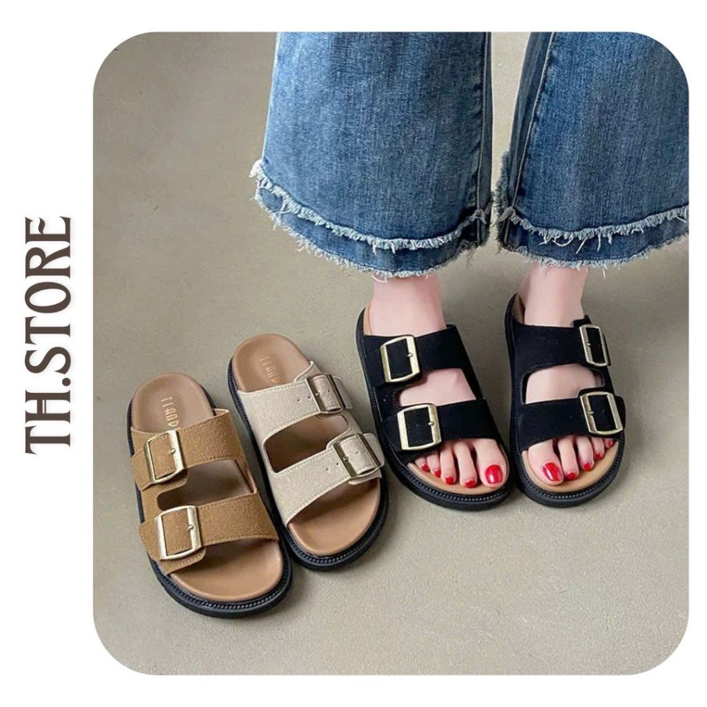 TH.STORE Dép bệt khuy cài đế bằng 718-8