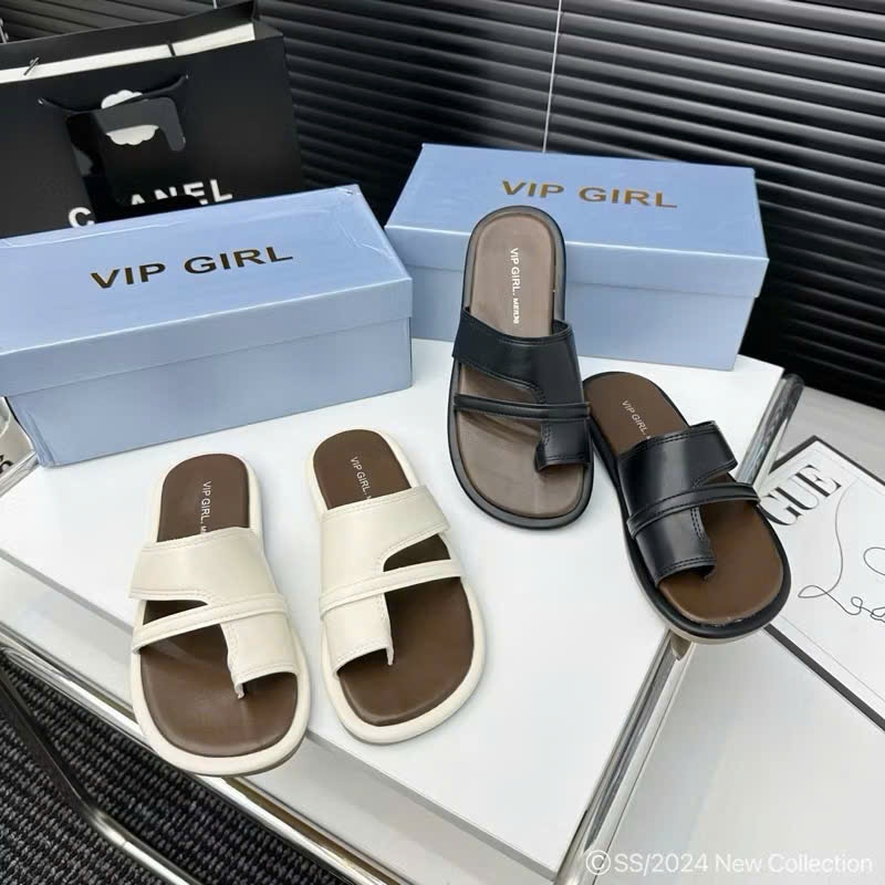 TH.STORE Dép xỏ ngón da bệt, phong cách Hàn Quốc | BigBuy360 - bigbuy360.vn
