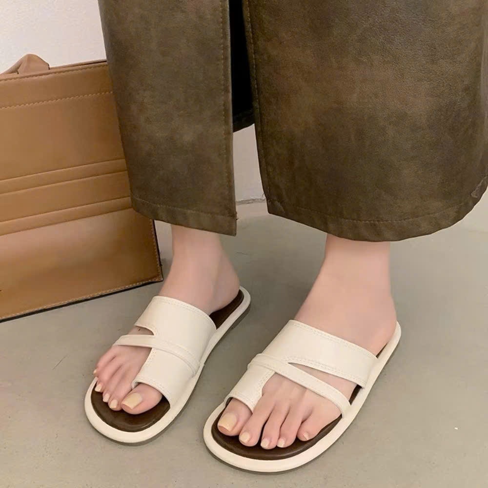TH.STORE Dép xỏ ngón da bệt, phong cách Hàn Quốc | BigBuy360 - bigbuy360.vn