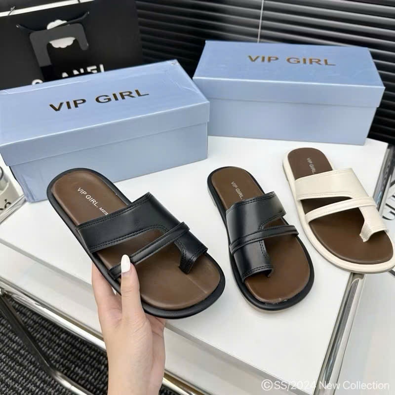 TH.STORE Dép xỏ ngón da bệt, phong cách Hàn Quốc | BigBuy360 - bigbuy360.vn