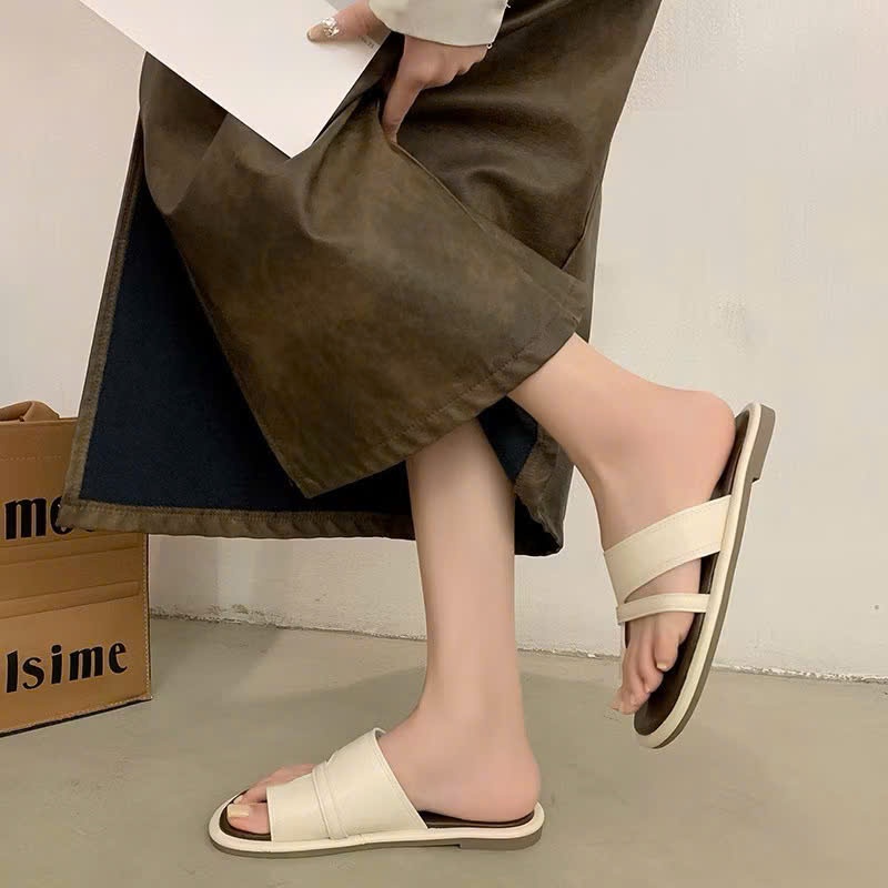 TH.STORE Dép xỏ ngón da bệt, phong cách Hàn Quốc | BigBuy360 - bigbuy360.vn