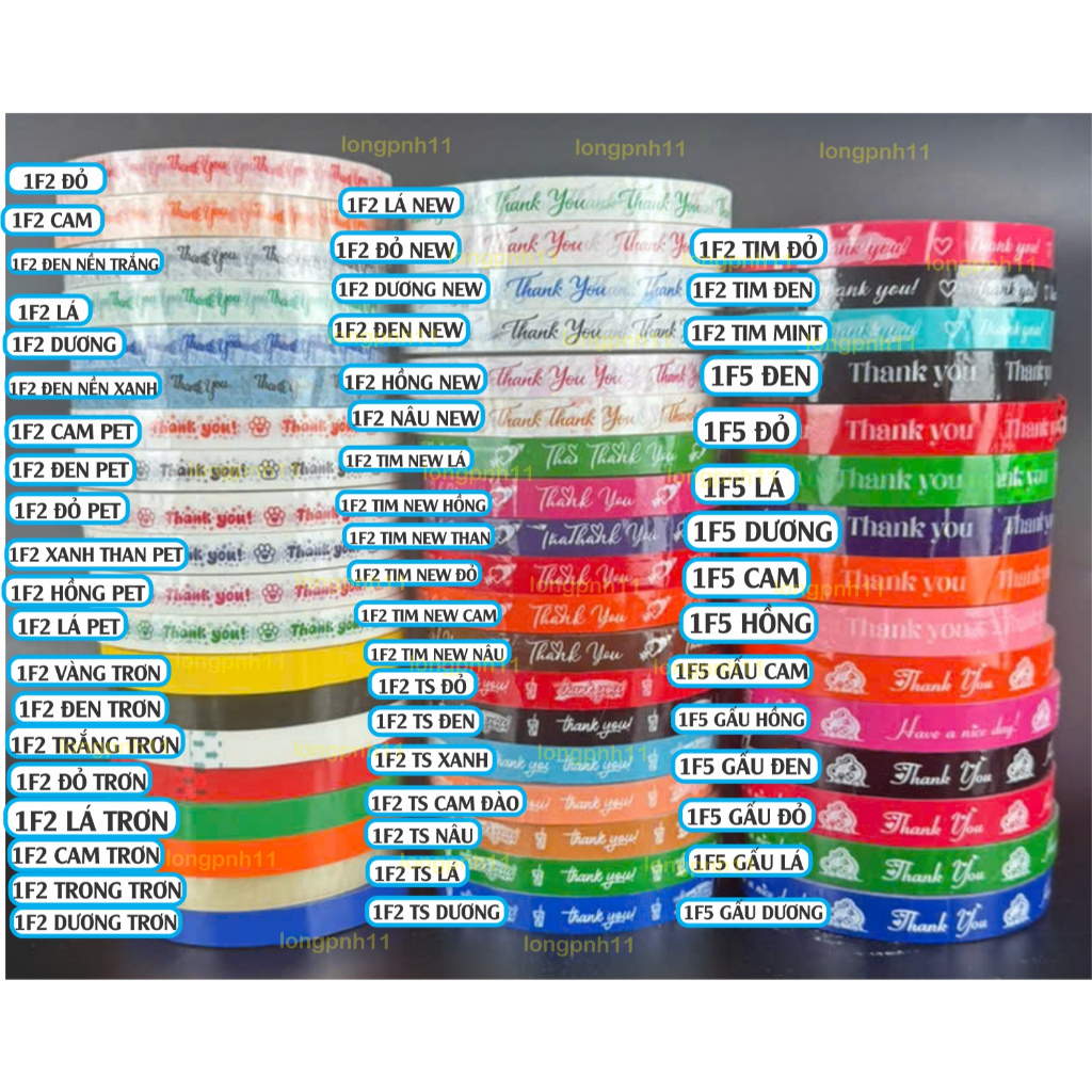 Băng keo Thank You 1 cuộn dán nắp ly nhựa, nắp Hộp, chai nhựa , băng keo cám ơn ,Dài 60m khổ 1f2 (1.2cm),1f5 (1.5cm)