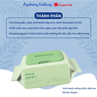 Khăn Ướt BeBesup Zero 20 Tờ Agabang Gallery Cao Cấp Không Mùi, Không Cồn, Khăn Ướt Dành Cho Bé