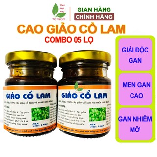 Combo 5 lọ cao giảo cổ lam (lọ thủy tinh 200g), trà giảo cổ lam, gan nhiễm mỡ, đường huyết cao