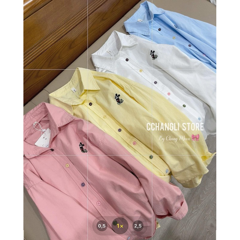 Áo Sơmi Thô Gigi.Studio Thêu MICKEY Cúc Sắc Màu hàng QC-dành cho Nữ | BigBuy360 - bigbuy360.vn