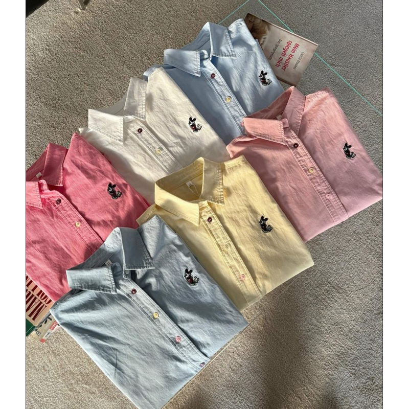 Áo Sơmi Thô Gigi.Studio Thêu MICKEY Cúc Sắc Màu hàng QC-dành cho Nữ | BigBuy360 - bigbuy360.vn