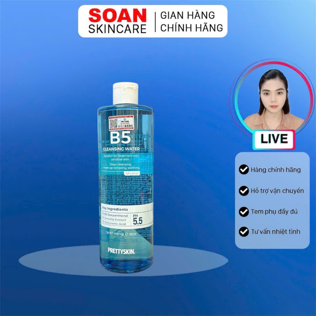 Nước tẩy trang B5 Cleansing Water Prettyskin 500ml Serum Cosmetic