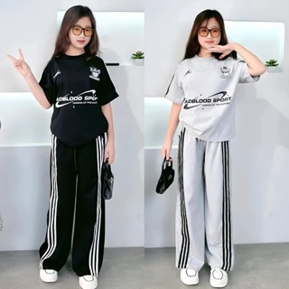 Sét bộ thể thao quần ống xuông (không túi quần) áo cộc tay cho bé gái 2-14 tuổi.M18