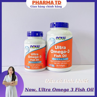 [Mẫu mới 2023] Dầu cá hàm lượng cao Now, Ultra omega - 3 | 180 viên | Thực phẩm bảo vệ tim mạch, não, mắt.