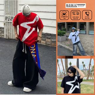 Áo Phông Boxy In Ngôi Sao Thời Trang Unisex - Áo Thun Nam Nữ In Ngôi Sao Chất Cotton Siêu Xịn-ROBIG