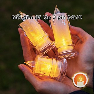 Đèn led pha lê hình ngọn nến liền đế [LẮP SẴN PIN] HOẶC PIN AG10