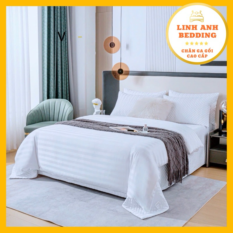 Bộ Chăn ga sọc 3f ga trần bông ,kẻ sọc hiện đại,sang trọng
