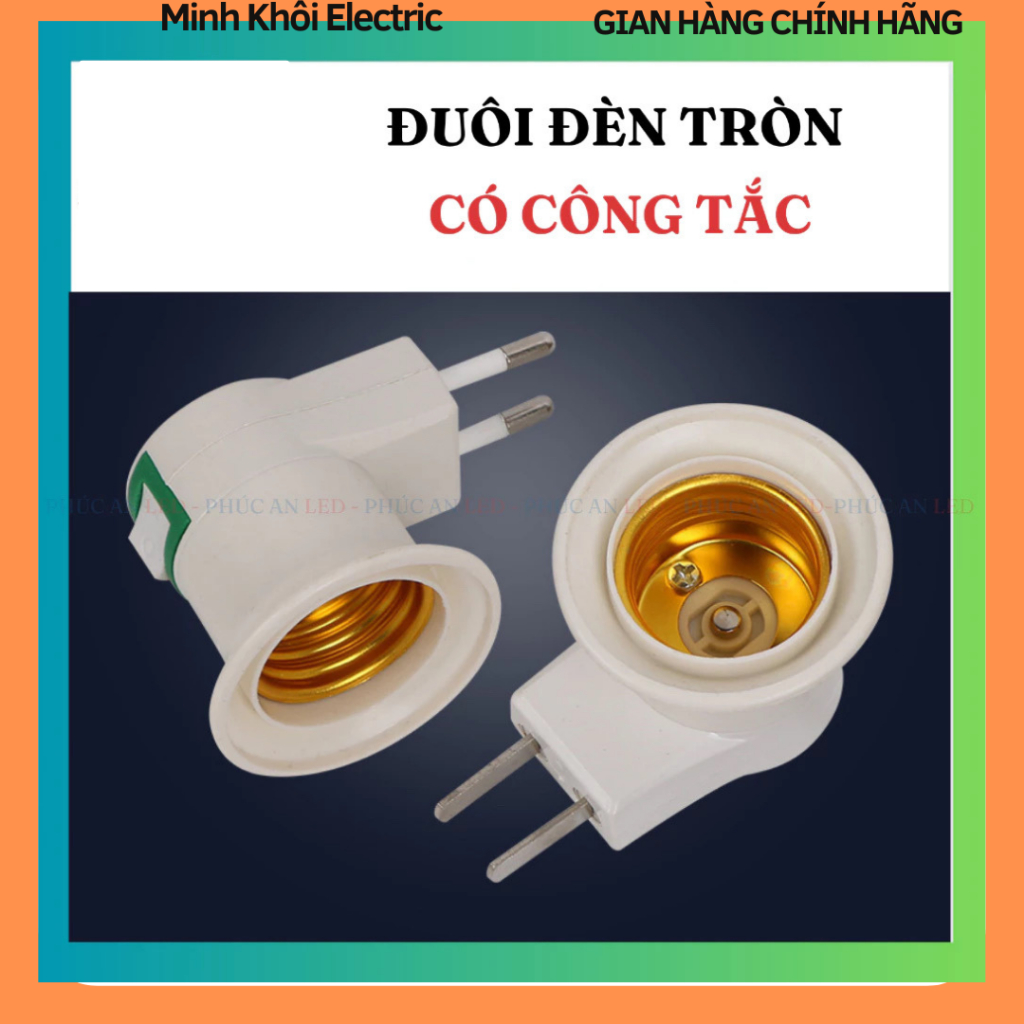 Đui đèn cắm tường E27 combo 2c,đui đèn có công tắc và phích cắm trực tiếp,đuôi đèn E27,chuôi đèn xoa
