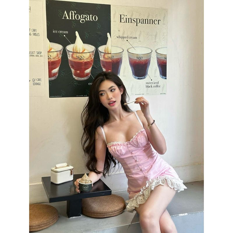 Đầm hai dây Phối viền ren xếp ly Tiểu thư - QuynhTrangBasic | BigBuy360 - bigbuy360.vn